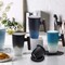 Tomotime Ceramic Tea Cup with Infuser and Lid Tea Mugs Wooden Handle 400ml/13.5oz Black cyan